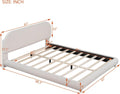 KLMM Teddy Fleece Queen Size Upholstered Platform Bed with Thick Fabric, Solid Frame and Stylish Curve-Shaped Design,for Kids Teens Adults Bedroom (Beige@Teddy Fleece, Queen)