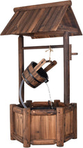 Giantex Wishing Well Water Fountain Outdoor, Rustic Wooden Waterfall Fountain with Electric Pump, Water Bucket, Freestanding Decorative Wishing Well Water Feature for Backyard Patio Garden Lawn