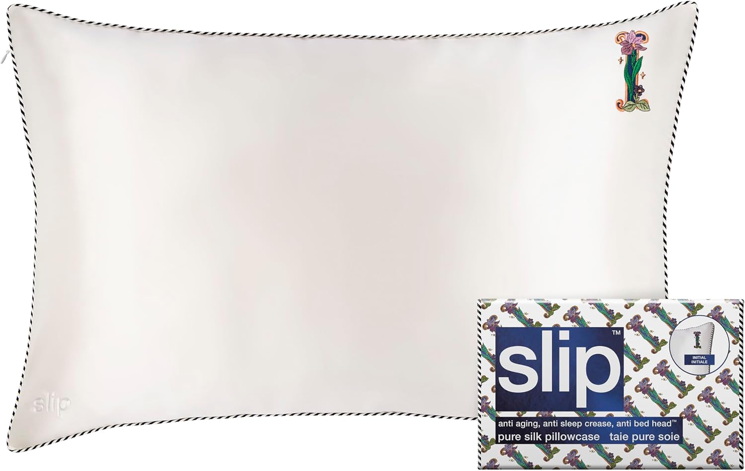 slip The Original Queen Pure Silk Pillow Case - 100% Pure 22 Momme Mulberry Silk - Queen Standard Size - Anti-Aging, Anti-BedHead, Anti-Sleep Crease, Initial Collection: Letter I (20' x 30')