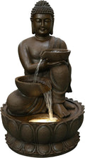 Hi-Line Gift-Large Buddha Fountain W/LED Light in/Outdoor Fountain Resin Garden Decor