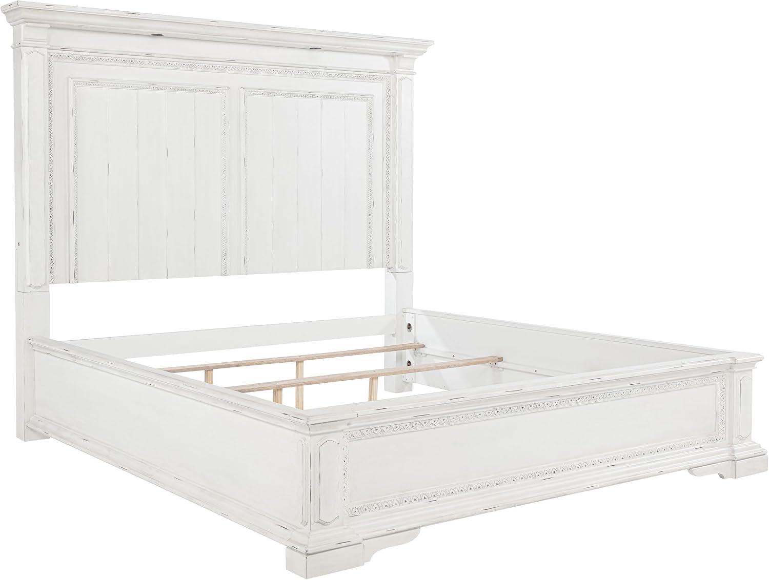 Coaster Home Furnishings - McKinney - Wood - 4-Piece Bedroom Set with Crown Moldings and USB Ports - Bedroom - California King Size - Vintage White - 215871KW-S4