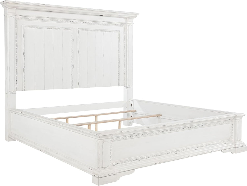 Coaster Home Furnishings - McKinney - Wood - 4-Piece Bedroom Set with Crown Moldings and USB Ports - Bedroom - Queen Size - Vintage White - 215871Q-S4