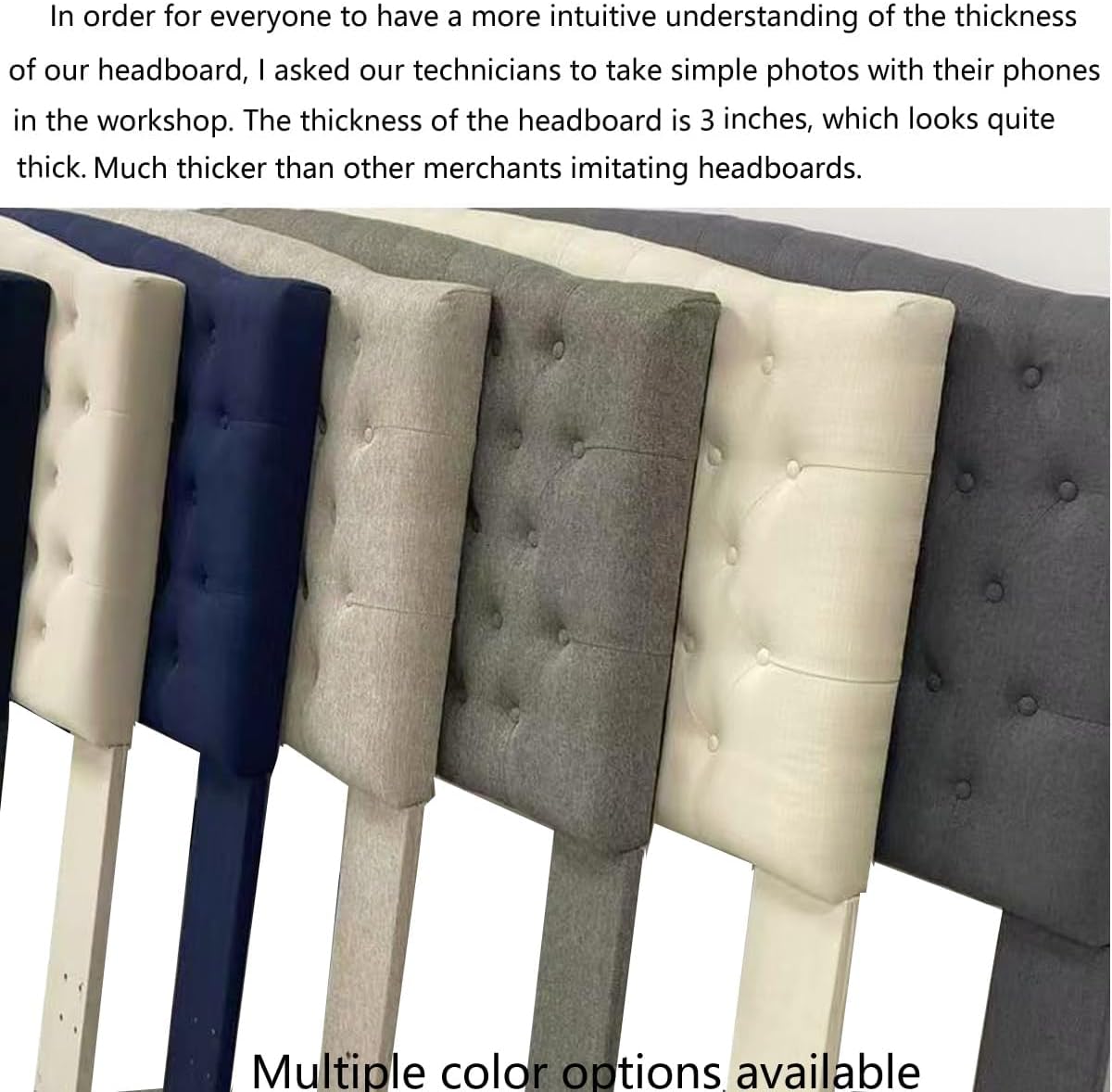 24KF Upholstered Tufted Button Linen Fabric Headboard,Comfortable Fashional Headboard Queen/Full Size,Dark Gray