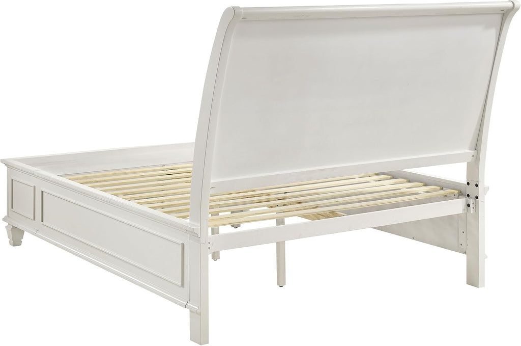 Coaster Home Furnishings Sandy Beach Coastal 5-Piece Bedroom Set Queen Size Storage Panel Bed Frame 57-inch Headboard Cream White 201309Q-S5