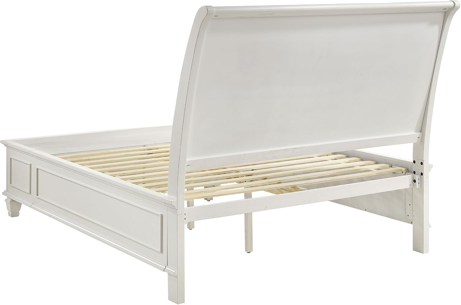 Coaster Home Furnishings Sandy Beach Coastal 5-Piece Bedroom Set Queen Size Storage Panel Bed Frame 57-inch Headboard Cream White 201309Q-S5