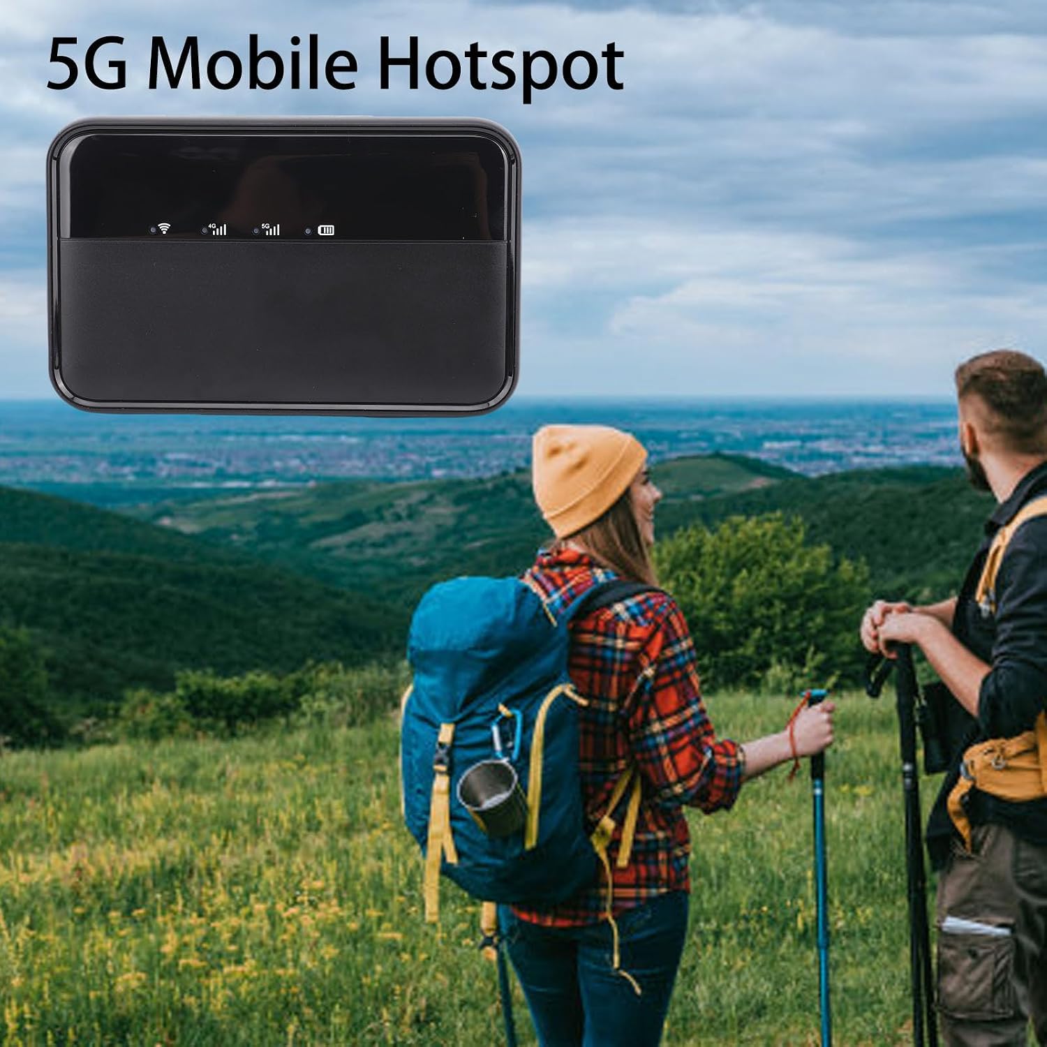 5G Mobile Hotspot, WiFi 6 2.4GHz 5.8GHz Dual Band Portable Router with Sim Card Slot, 16 Devices Share, 10000mAh Large Battery, Pocket Hotspot for Travel