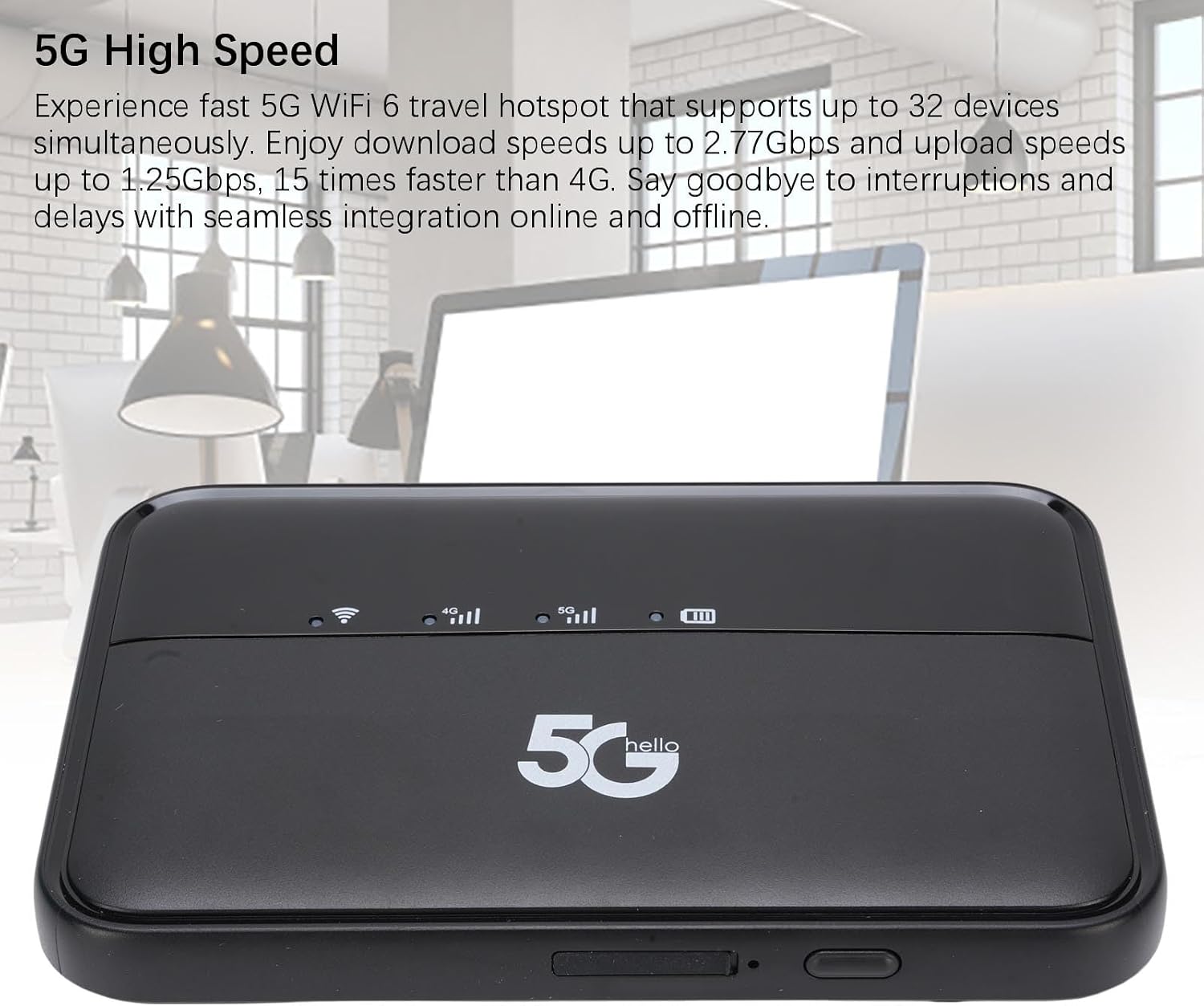 5G Mobile Hotspot, WiFi 6 Portable Router 2.77Gbps Internet with 10000mAh Battery and Nano SIM Card Slot, for Travel and Business