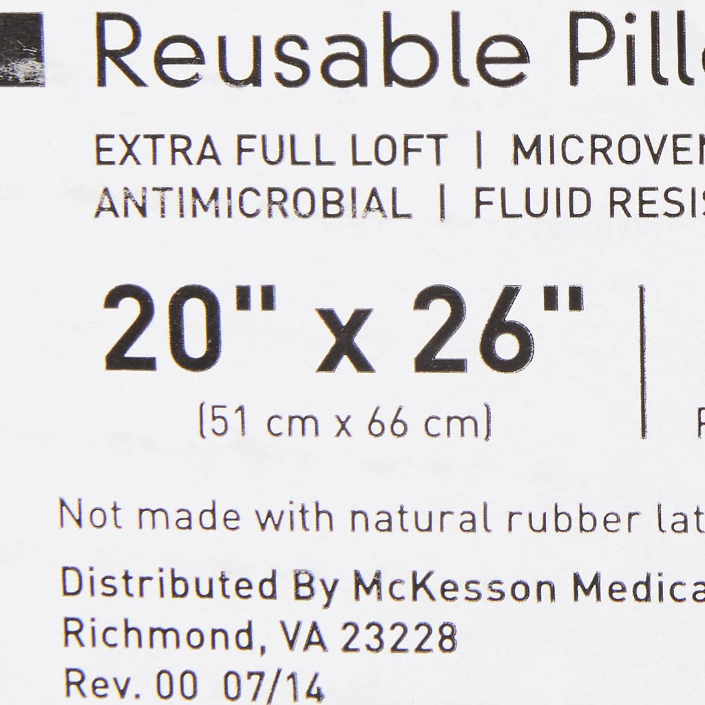 McKesson Medical Pillow [12 Count] Reusable Hospital Bed Pillows, Vinyl Cover, Fluid Moisture and Stain-Resistant, White, 20 in x 26 in