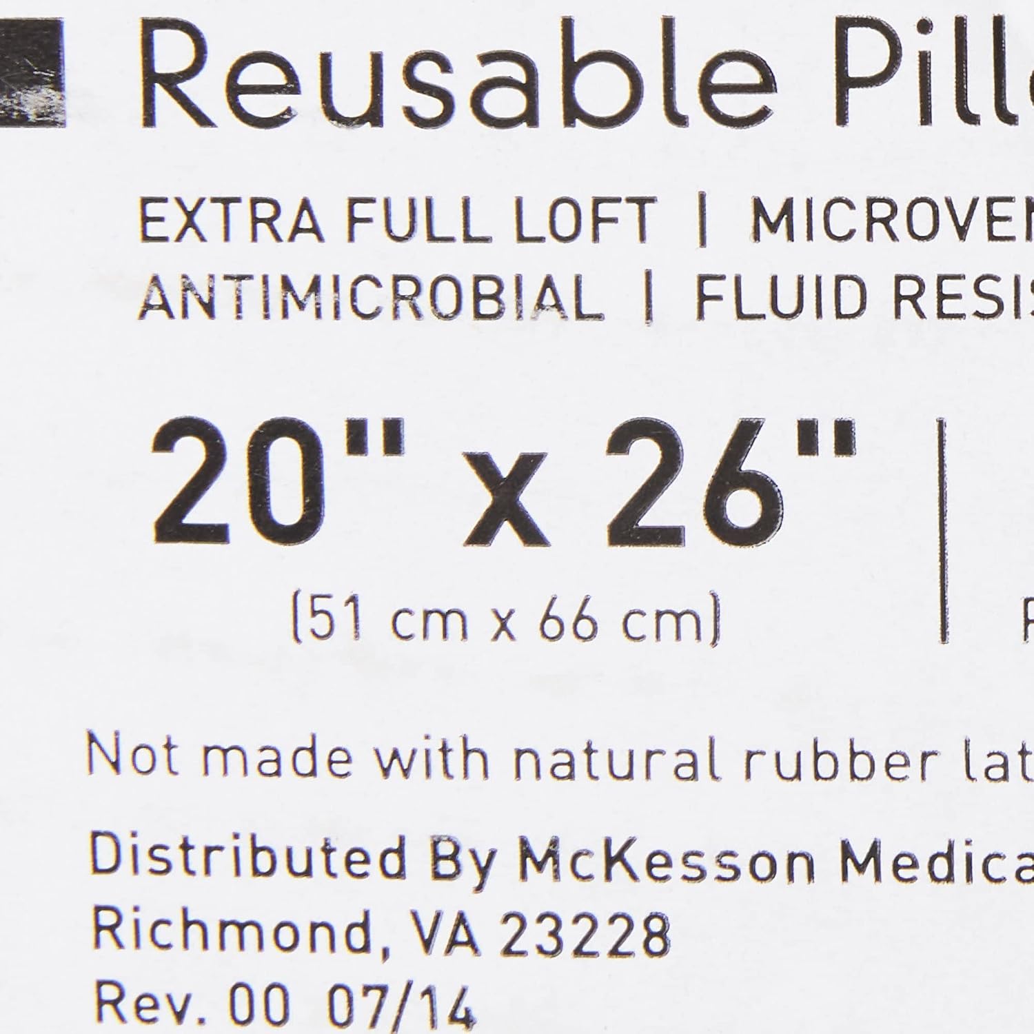 McKesson Medical Pillow [12 Count] Reusable Hospital Bed Pillows, Vinyl Cover, Fluid Moisture and Stain-Resistant, White, 20 in x 26 in