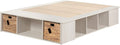 South Shore Avilla Full Storage Bed with Baskets, Double, Winter Oak and Rattan