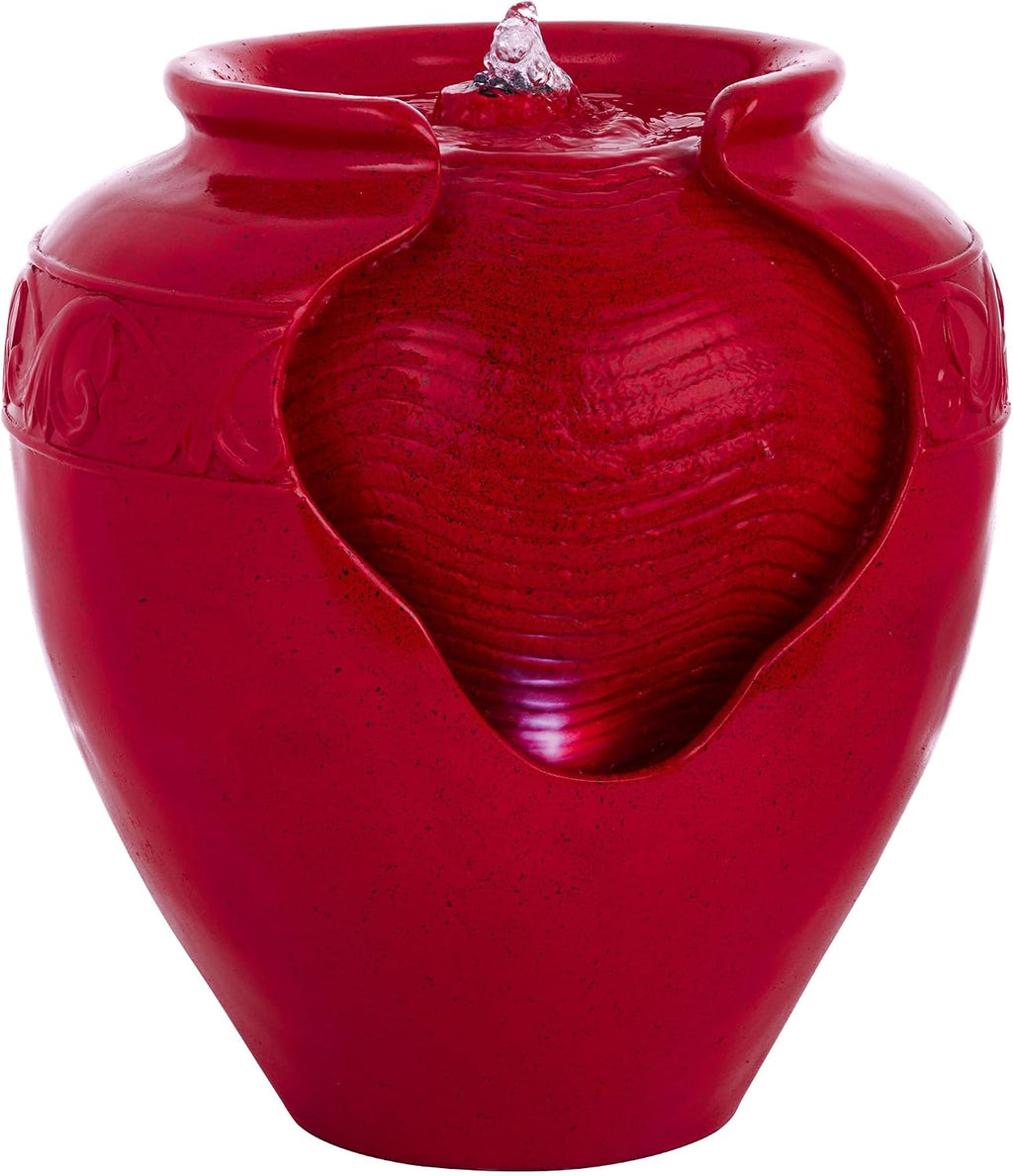 Alpine Corporation TVH214RD Indoor/Outdoor Tabletop Cherry Vase Water Fountain, Vintage Bright Vase Garden Fountain 17', Red