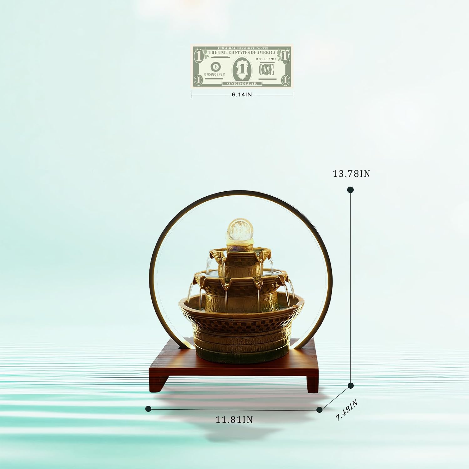 Tabletop Water Fountain Indoor - Water Fountain Decor for Meditation, Relaxation for Yoga, Study, Tea, Living Room, Office, Beauty Club Decor