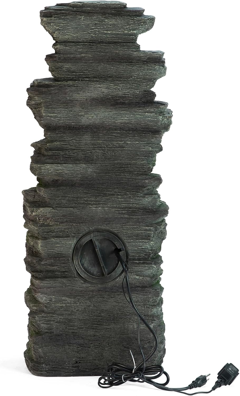 Glitzhome Outdoor Water Fountain, 9-Tiered Rock Floor Fountain with Cascading Water, 39.25' H Polyresin Waterfall Fountain with Pump and LED Light Outdoor Water Feature for Garden Yard Patio Porch
