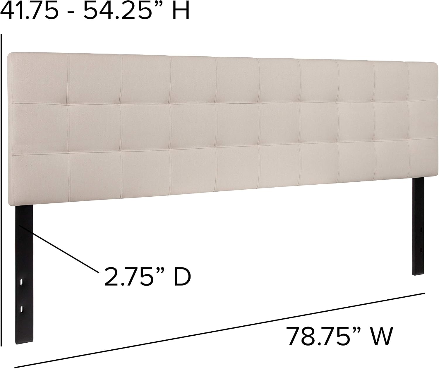 Flash Furniture Bedford Box Stitch Tufted Upholstered King Size Headboard in Beige Fabric