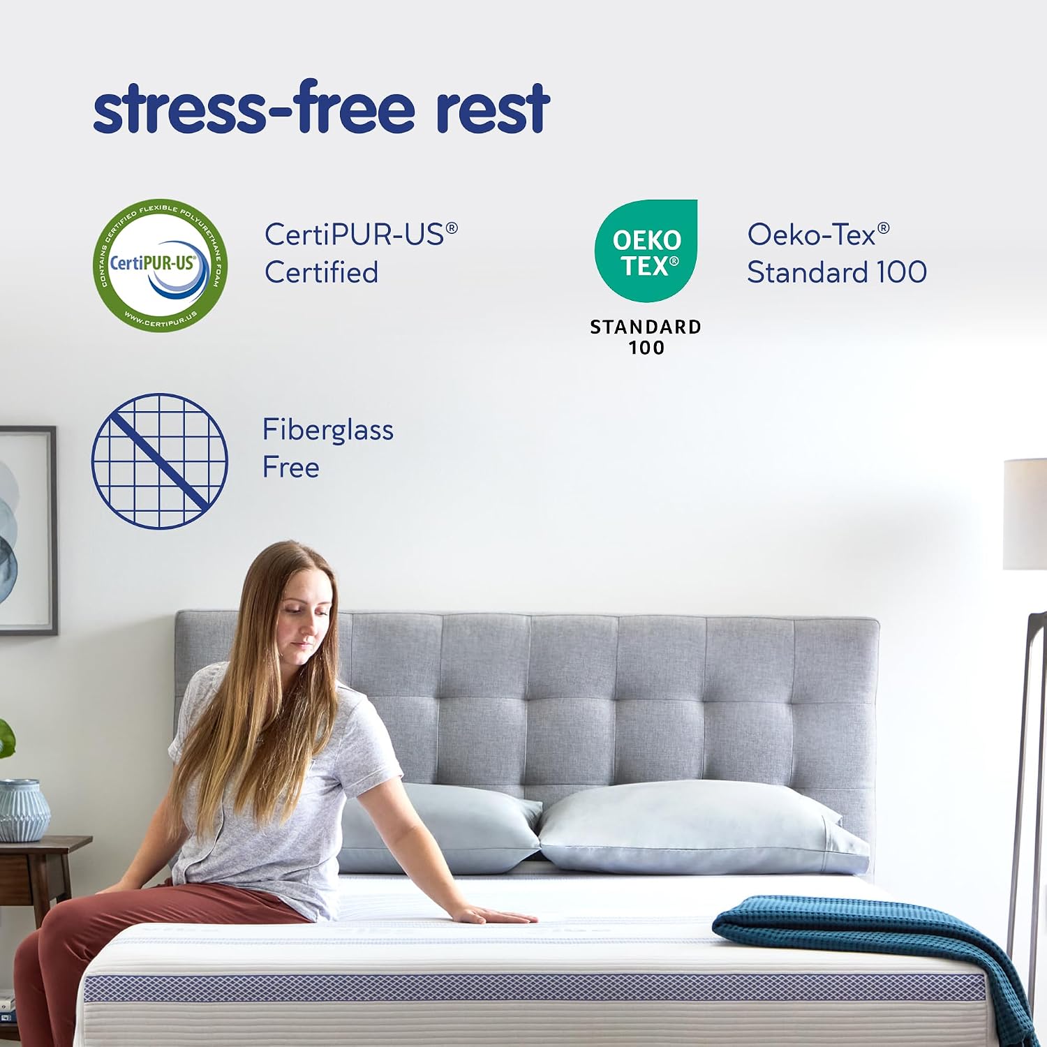 Vibe Gel Memory Foam Mattress, 12-Inch CertiPUR-US Certified Bed-in-a-Box, Full, White