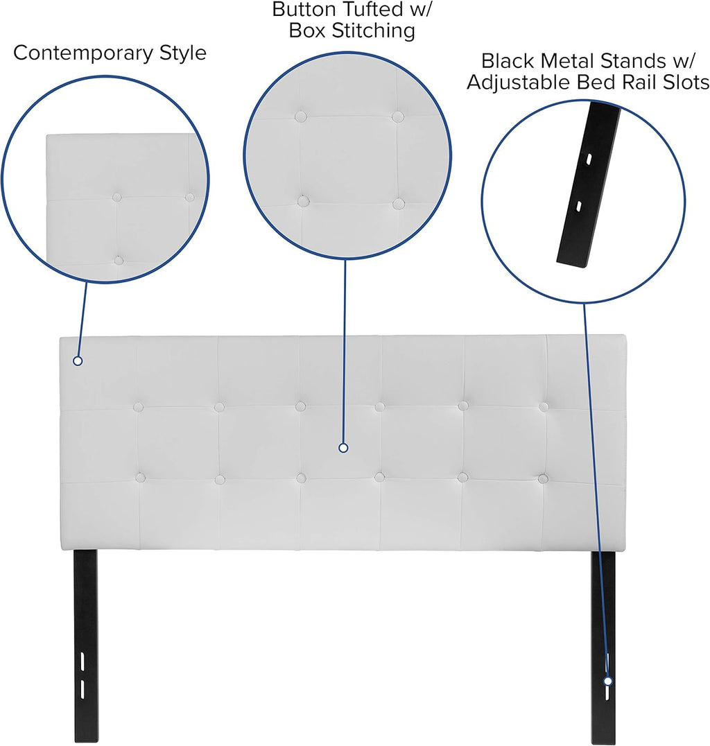 Flash Furniture Lennox Tufted Upholstered Full Size Headboard in White Vinyl