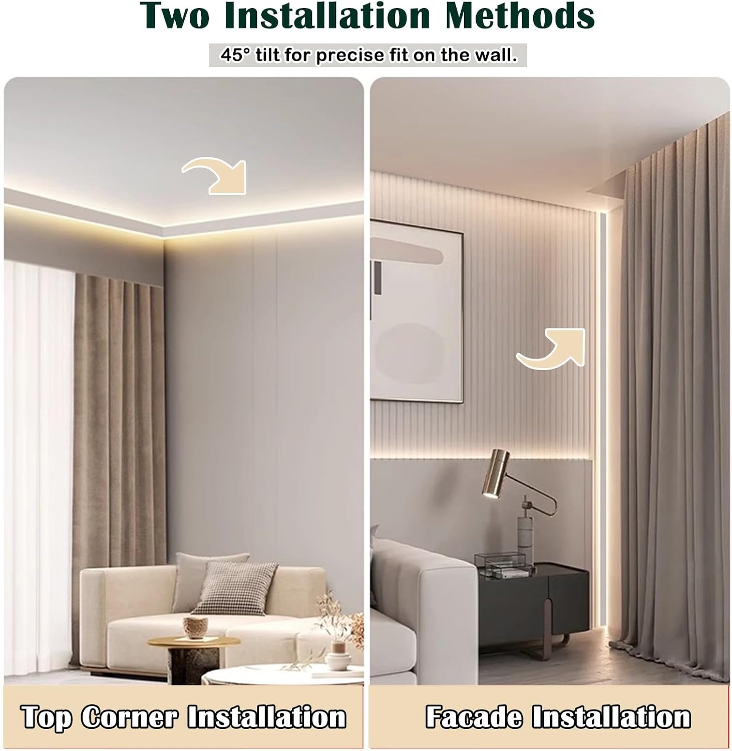 LED Ceiling Light Strip Crown Molding Trim, Aluminum Channel for Indirect Lighting in Ceiling/Wall Corners - White Linear LED Light Channel for Home Decor (7m/22.9ft)