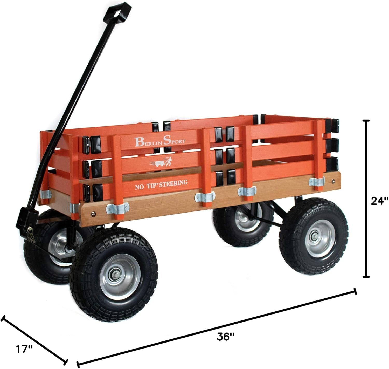 Berlin Flyer Sport Wagon - Model F410 - Amish Made in Ohio, USA - 10' No-Flat Tires (Orange)