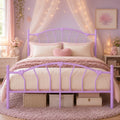 IMMERSTABLE Queen Bed Frame, Heart-Shaped Headboard Metal Platform Bed for Guest Room Bedroom, 12.5' Under Bed Storage, 800LBS Heavy Duty, Noise-Free, No Box Spring Needed, Easy Assembly, Purple