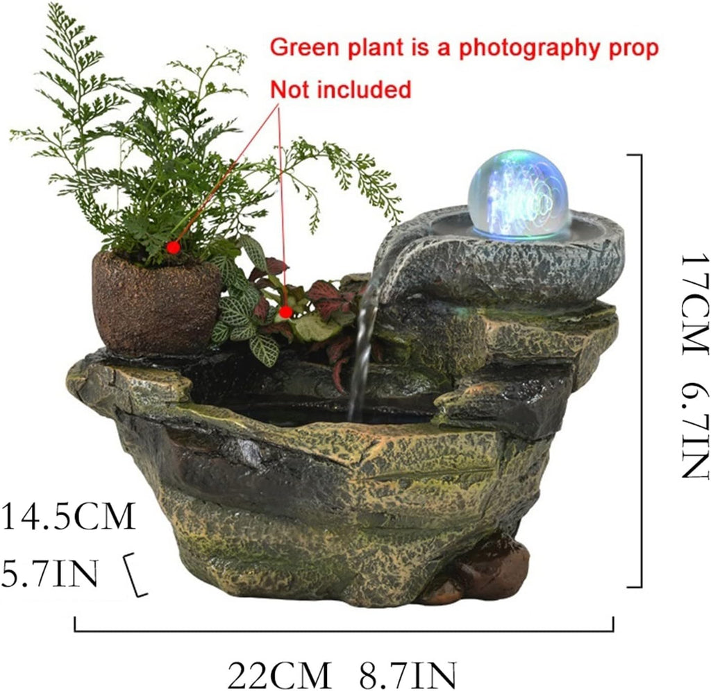 Indoor Water Fountain Tabletop Fountains Rockery Flowing Water Fountain Ornaments Fish Pond Office Micro Landscape Tea Table Top Bonsai Interior Decoration Meditation Fountain