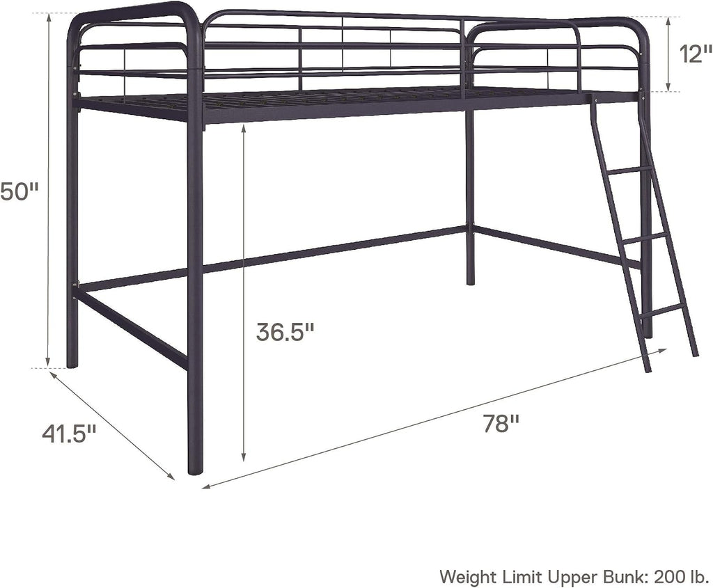 DHP Jett Junior Twin Metal Loft Bed, Navy