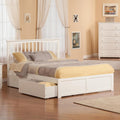 AFI, Mission Queen Platform Bed with Footboard & Storage Drawers, White