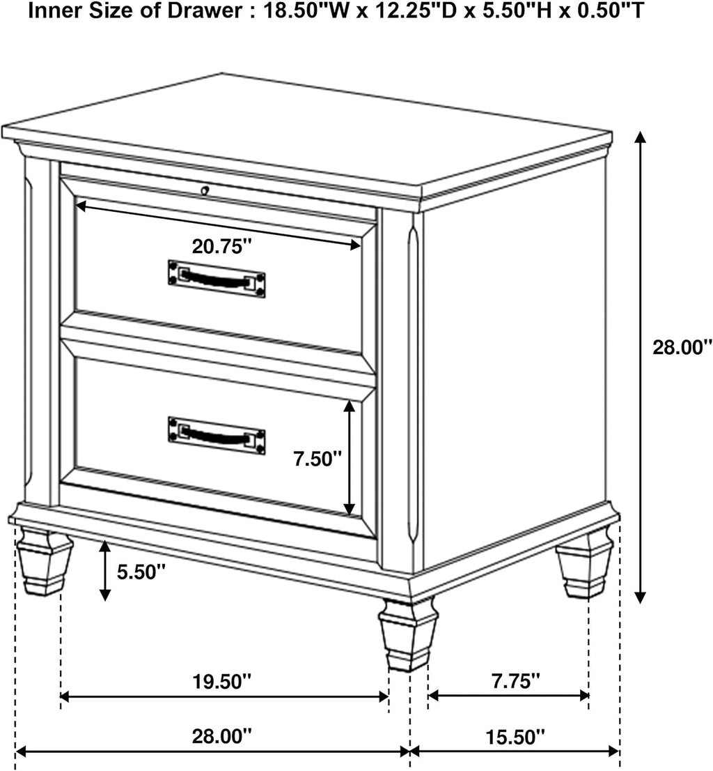 Coaster Home Furnishings Franco Farmhouse 5-Piece Bedroom Set Queen Size Panel Bed Frame 57-inch Headboard Distressed White 205331Q-S5