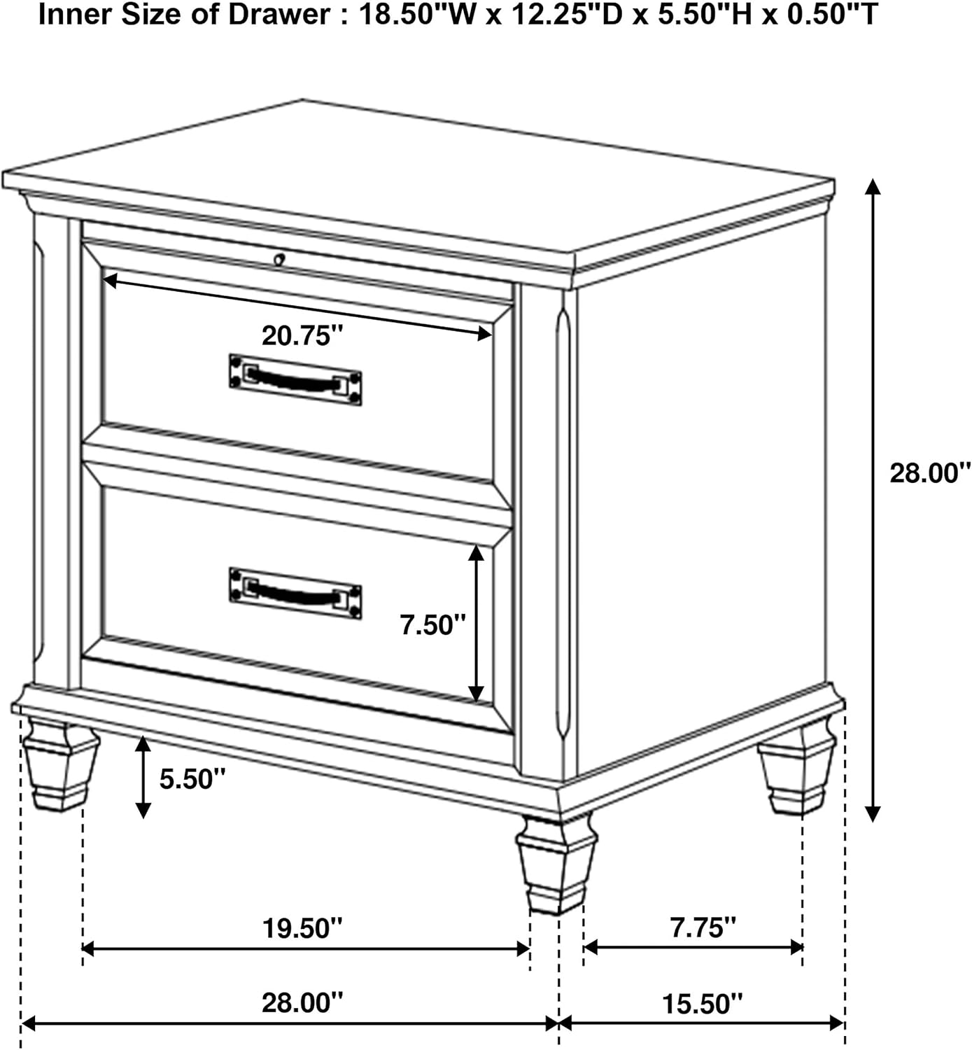 Coaster Home Furnishings Franco Farmhouse 5-Piece Bedroom Set Queen Size Panel Bed Frame 57-inch Headboard Distressed White 205331Q-S5