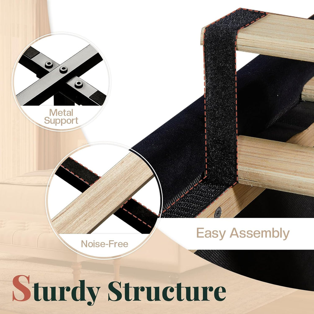 Jocisland Queen Bed Frame with 53' Tall Headboard, Velvet Upholstered Platform Sleigh Bed with Button Tufted, Solid Wood Legs, No Box Spring Needed, Easy Assembly, Black