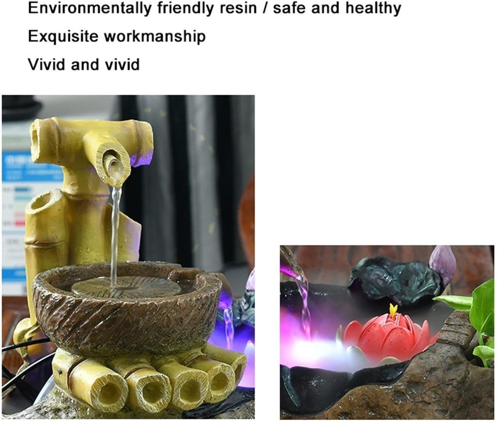 Indoor Water Fountain Tabletop Fountains Indoor Desktop Fountain Ornaments Office Landscaping Flowing Water Fountain Atomizing Humidifier Micro-Landscape Home Decorations Meditation Fountain