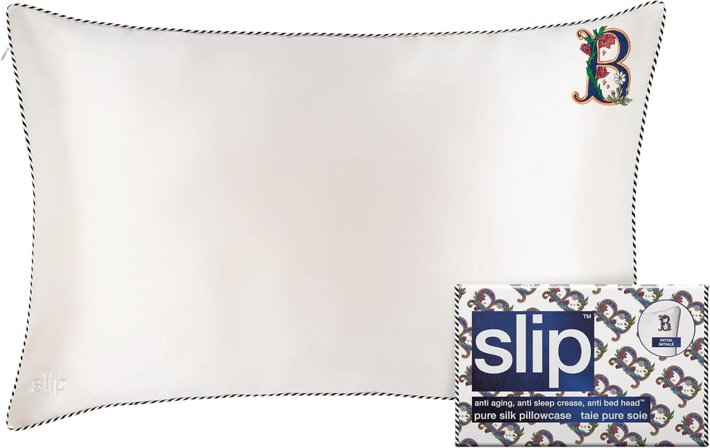 slip The Original Queen Pure Silk Pillow Case - 100% Pure 22 Momme Mulberry Silk - Queen Standard Size - Anti-Aging, Anti-BedHead, Anti-Sleep Crease, Initial Collection: Letter B (20' x 30')