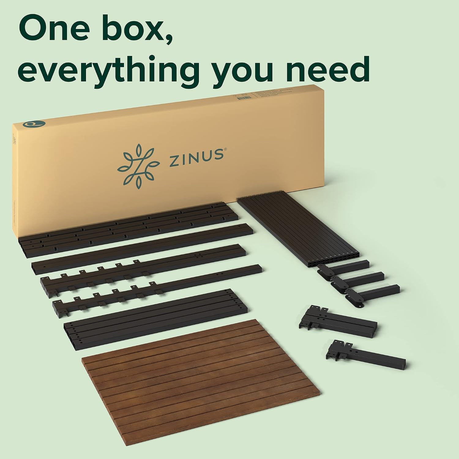 Zinus Kai Bamboo and Metal Platform Bed Frame with Headboard, No Box Spring Needed, Easy Assembly, Queen, Brown