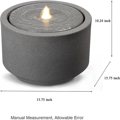 10.23' H Outdoor Water Fountain Made with Eco-Friendly Recyclable Materials, Polyethylene Round Bubbler Water Fountain Outdoor, Garden Decor with LED Light for Patio, Porch, Backyard
