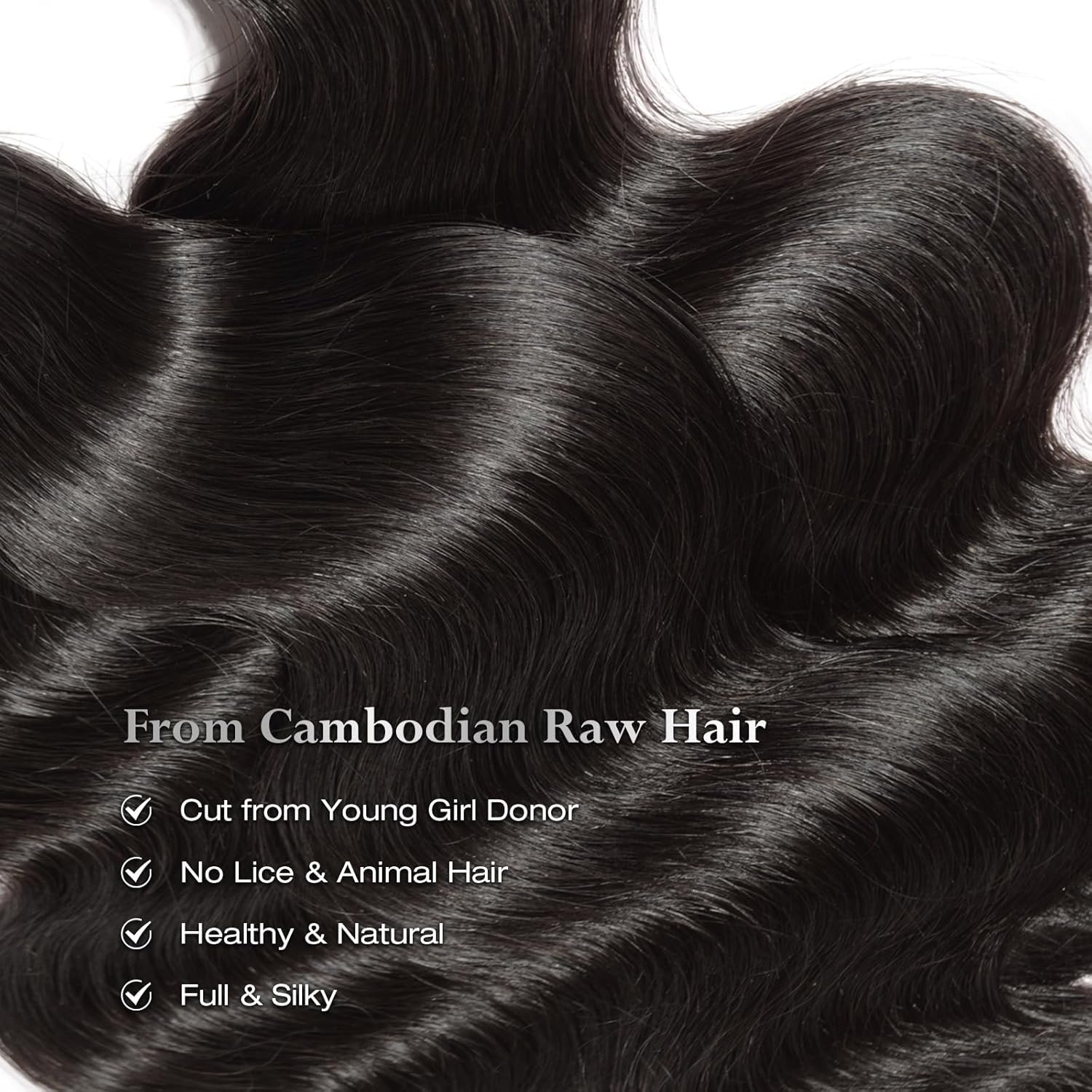 ASHINE Human Hair Bundles Body Wave, Unprocessed Cambodian Raw Hair Bundles for Women Natural Black 20 22 24 Inch, Keep Soft and Silky After Multiple Washes