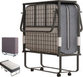 Rollaway Bed with Mattress for Adults, Single Folding Bed with 5'' Mattress, Portable Foldable Beds Fold up Guest Beds with Dustproof Bag & Baffle (Upgrade with Cover)