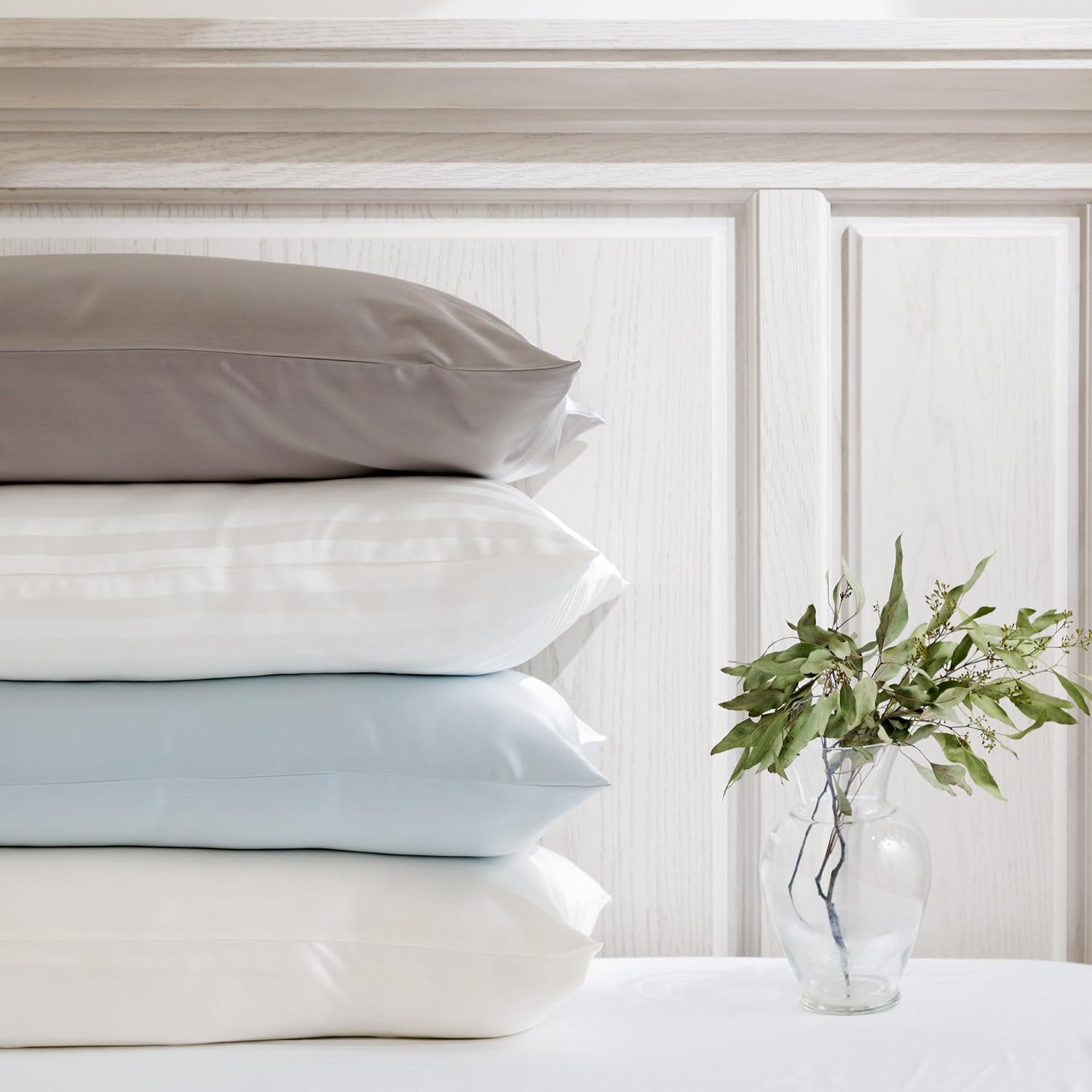 Fishers Finery 25mm 100% Pure Mulberry Silk Pillowcase Set (White Queen 2 Pack)