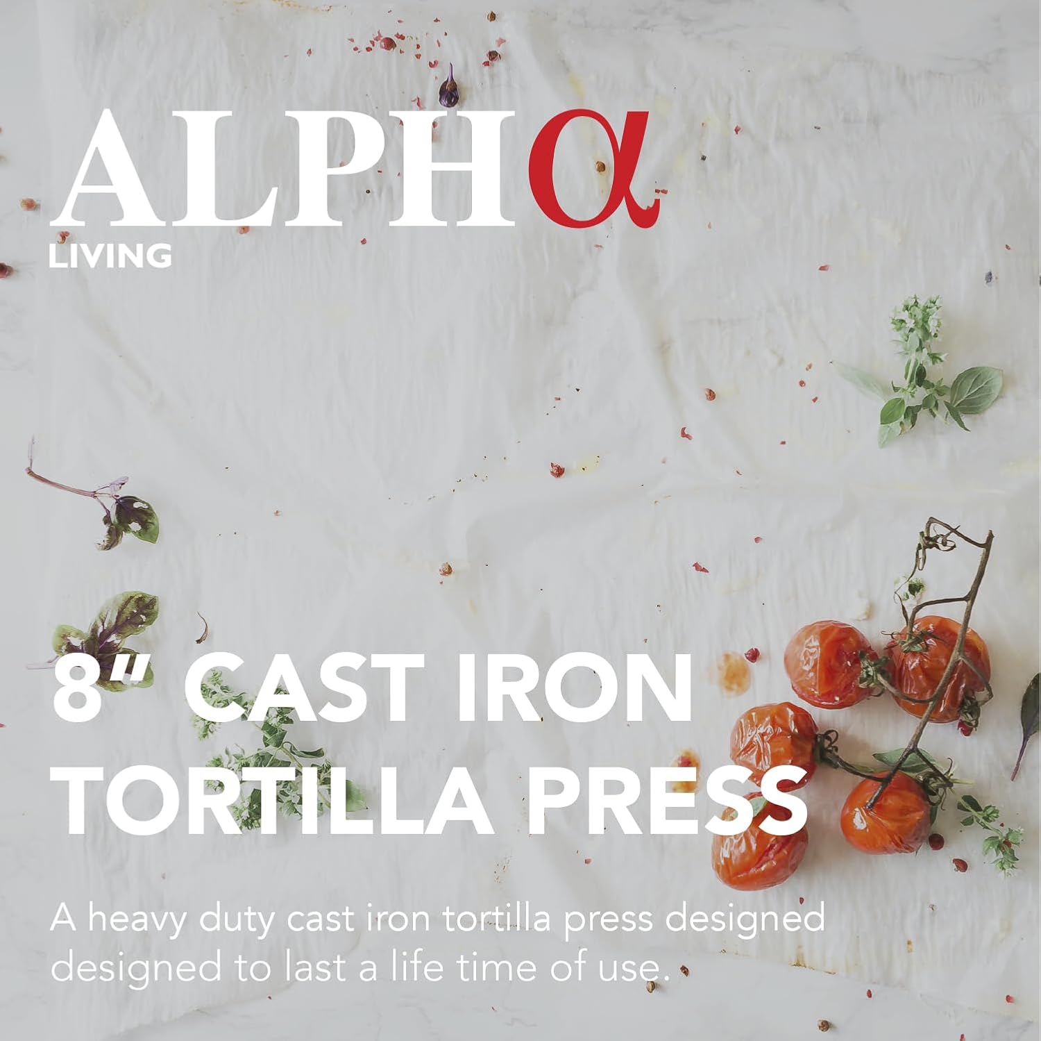 Alpha Living Tortilla Press – 8 Inch Cast Iron Quesadilla Maker – Heavy Duty Empanada Press-– Cast Iron Tortilla-Maker for Kitchen,Home Use,(Pack of 6)