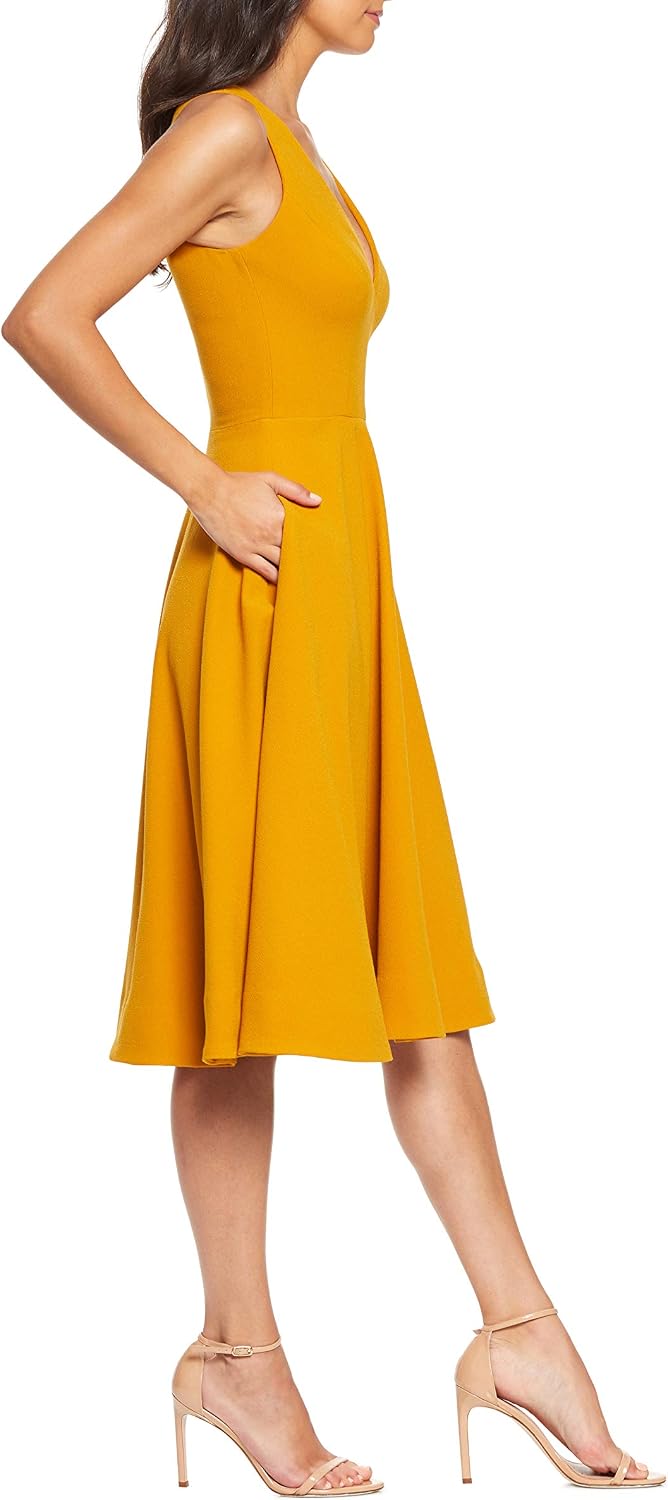 Dress the Population Women's Catalina Solid Sleeveless Fit & Flare Midi Dress