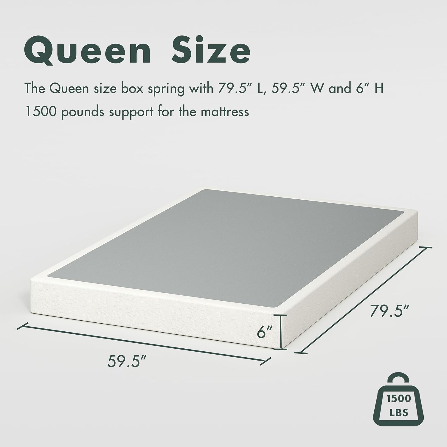 6-inch Metal Iron Mattress Foundation,Spring Box,Noise-Reducing Anti-Slip Design,Removable Fabric Cover,Tool-Free Assembly (Queen (U.S. Standard))