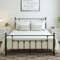 Golden Gate Beds Victorian Style Metal Platform Bed Frame with Antique Wrought Iron-Art Headboard and Footboard, Classic Cama Steel Mattress Foundation, No Box Spring Needed, Twin Size, Black Finish