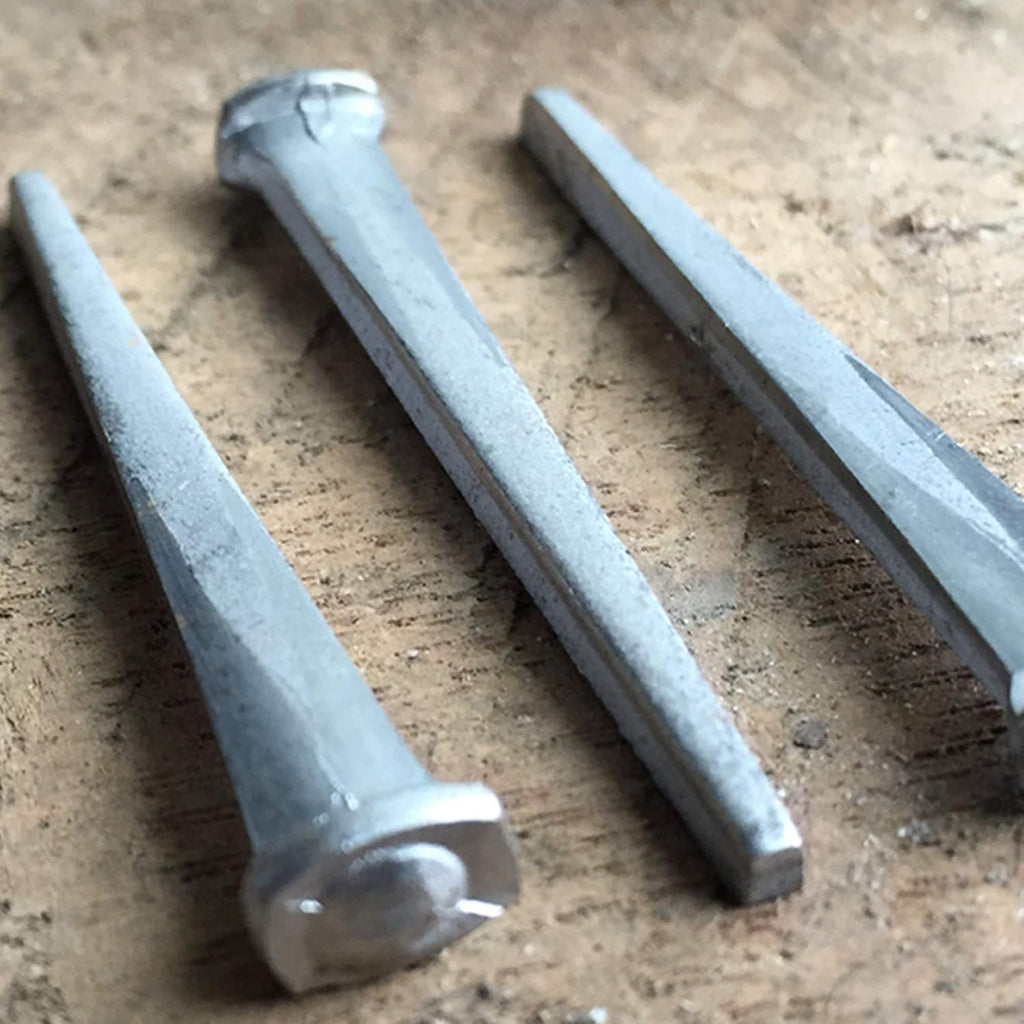 2.5'- COMMON ROSE HEAD Nails - Metallic Color - Antique rustic restoration accent nails for hanging, furniture, cabins, shutters, flooring – Decorative clavos nails – Distinct SQUARE HEAD Nail 2.5 in