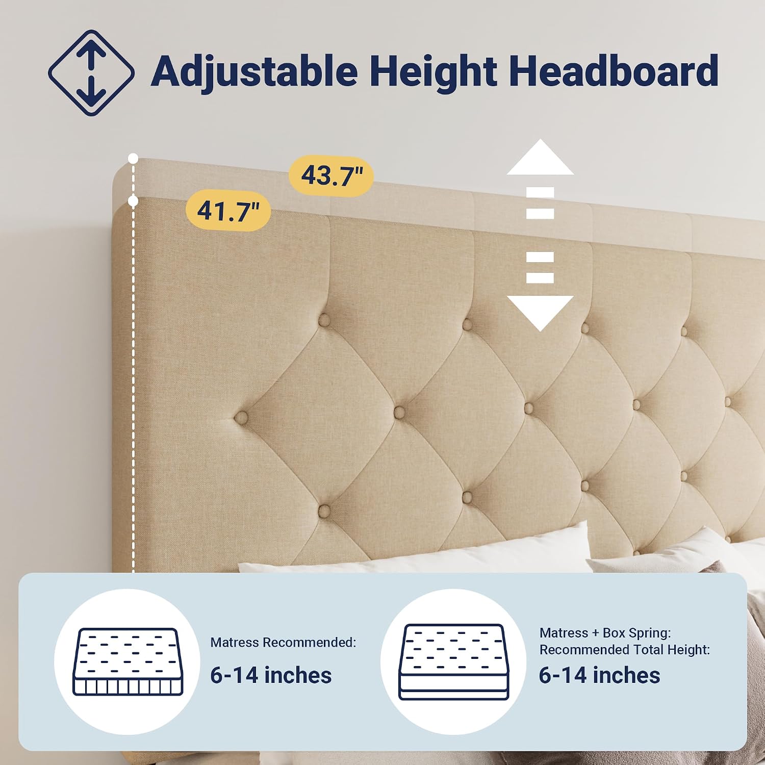 Allewie Upholstered Queen Size Platform Bed Frame with 4 Storage Drawers and Headboard, Diamond Stitched Button Tufted, Mattress Foundation with Wooden Slats Support, No Box Spring Needed, Beige