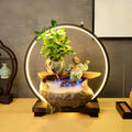 Table Fountain, Tabletop Water Fountain Indoor Décor, Waterfall with LED Lights, for Home Office Ambience, for Office, Living Room, or Bedroom(A)