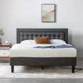 Zinus Dachelle Upholstered Platform Bed Frame, Mattress Foundation, Wood Slat Support, No Box Spring Needed, Easy Assembly, Dark Grey, Full