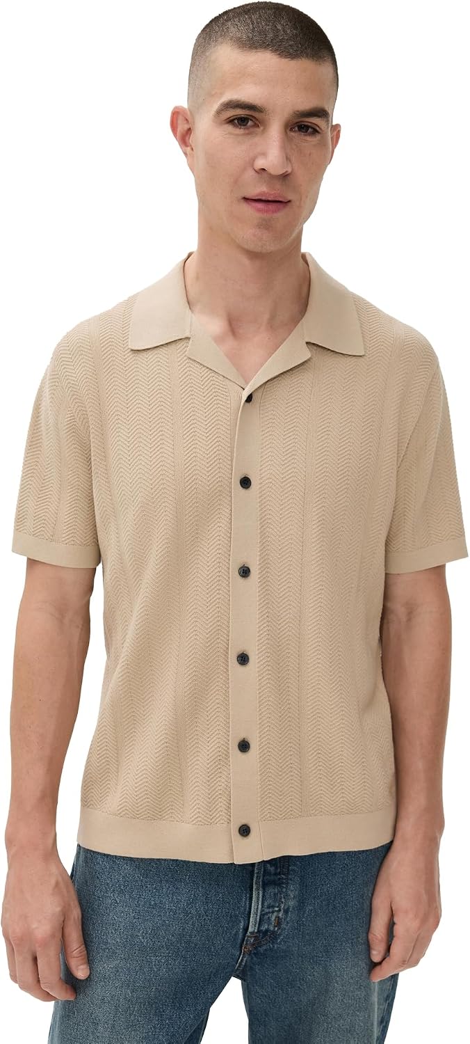 Theory Men's Camp Collar Shirt in Cotton Twist