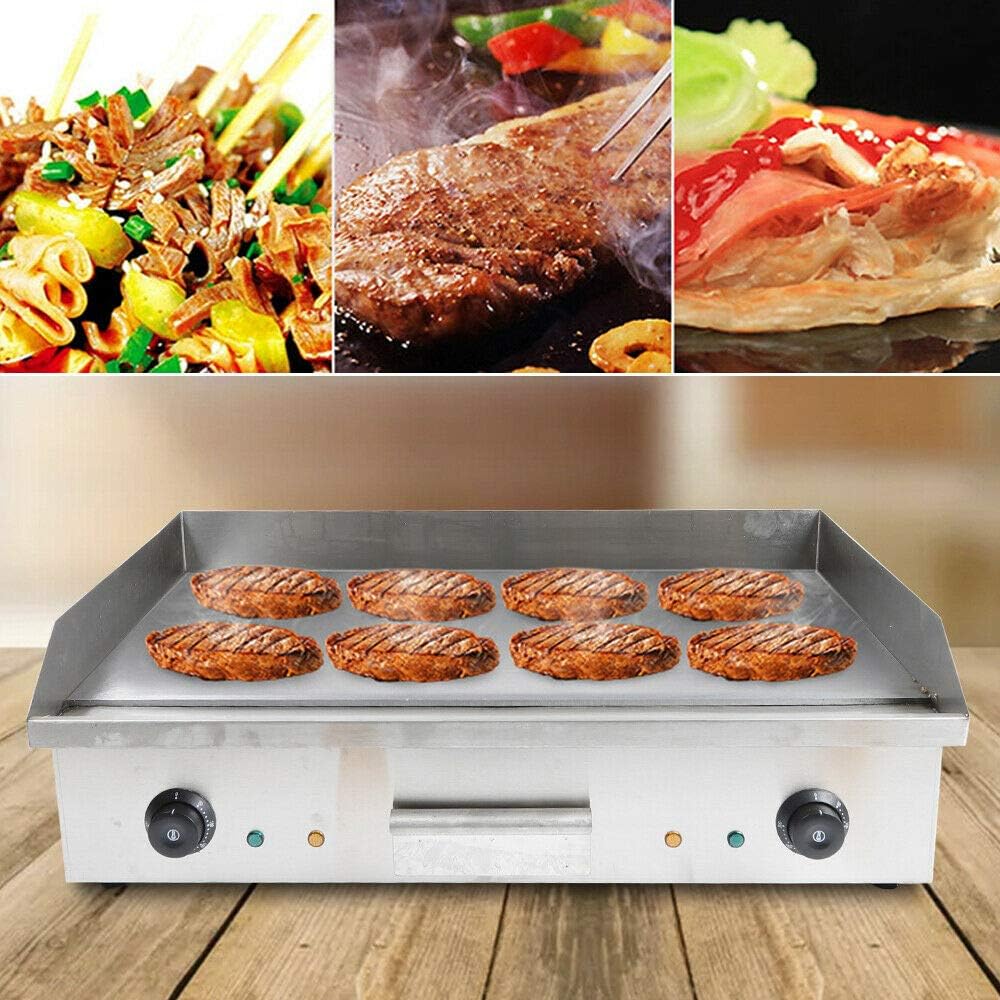 DNYSYSJ 4400W Non-Stick Even-Heating Flat Electric Griddle Grill|Pancake, Commercial Electric Food Griddle Grill Countertop Flat BBQ Grill Cooking for Dash Egg,Tortillas,Quesadillas Maker