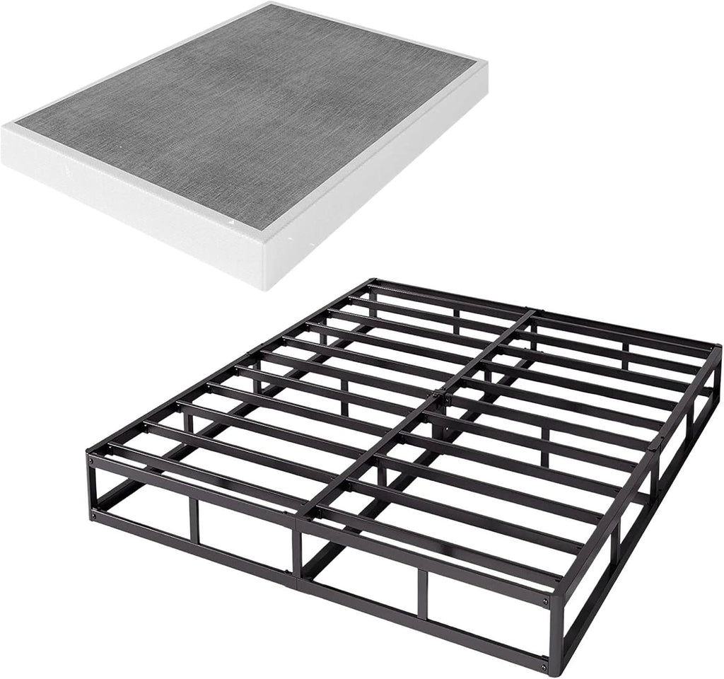 Cal King Box Spring Only, 5 Inch Low Profile Heavy Duty Metal Structure with Easy Clean Fabric Bed Cover, Non-Slip, Noise Free, Easy Assembly (California King)