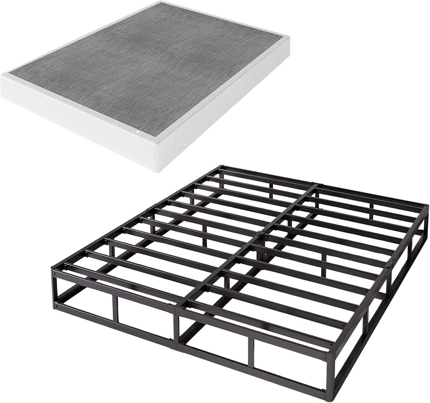 Cal King Box Spring Only, 5 Inch Low Profile Heavy Duty Metal Structure with Easy Clean Fabric Bed Cover, Non-Slip, Noise Free, Easy Assembly (California King)