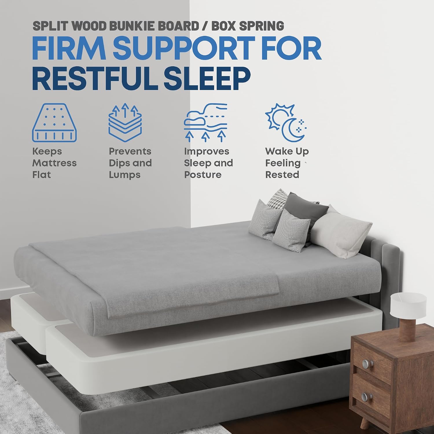 Zutan, Box Spring Bed Base Full Size, 8-Inch Wood Mattress Foundation – Amish Made in USA – Quiet Noise Free, 2-Pieces Under Mattress-Support BoxSpring, Fully Assembled, White