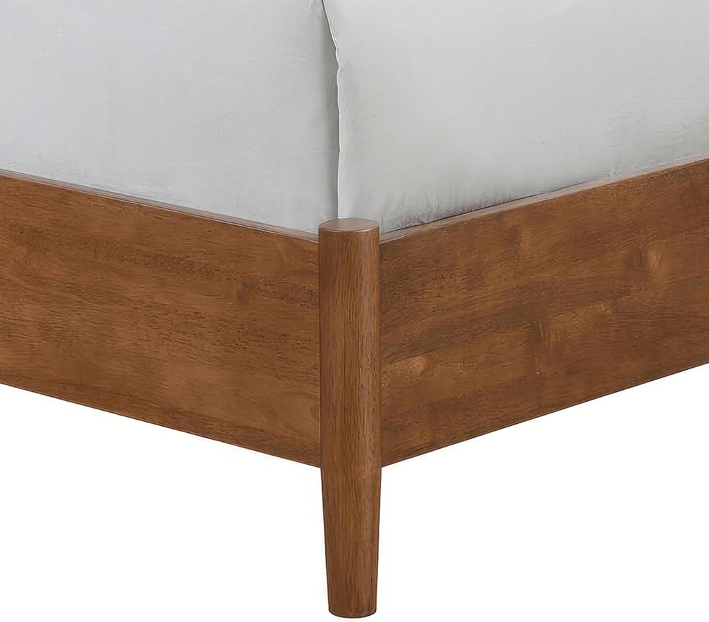 Furniture of America Wyatt Modern Solid Wood Bedroom Collection with Queen Bed Frame and Nightstands Set of 2, No Box Spring Needed, Walnut, Standard Platform, 3-Piece Set